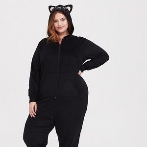 Black Cat Fleece Onesie